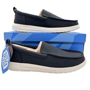 New Hey Dude Paul Classic Loafer Shoes Faux-Leather Slip On Black Men's Size 12
